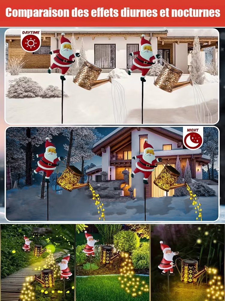 Père Noël solaire lumineux pour jardin et pelouse