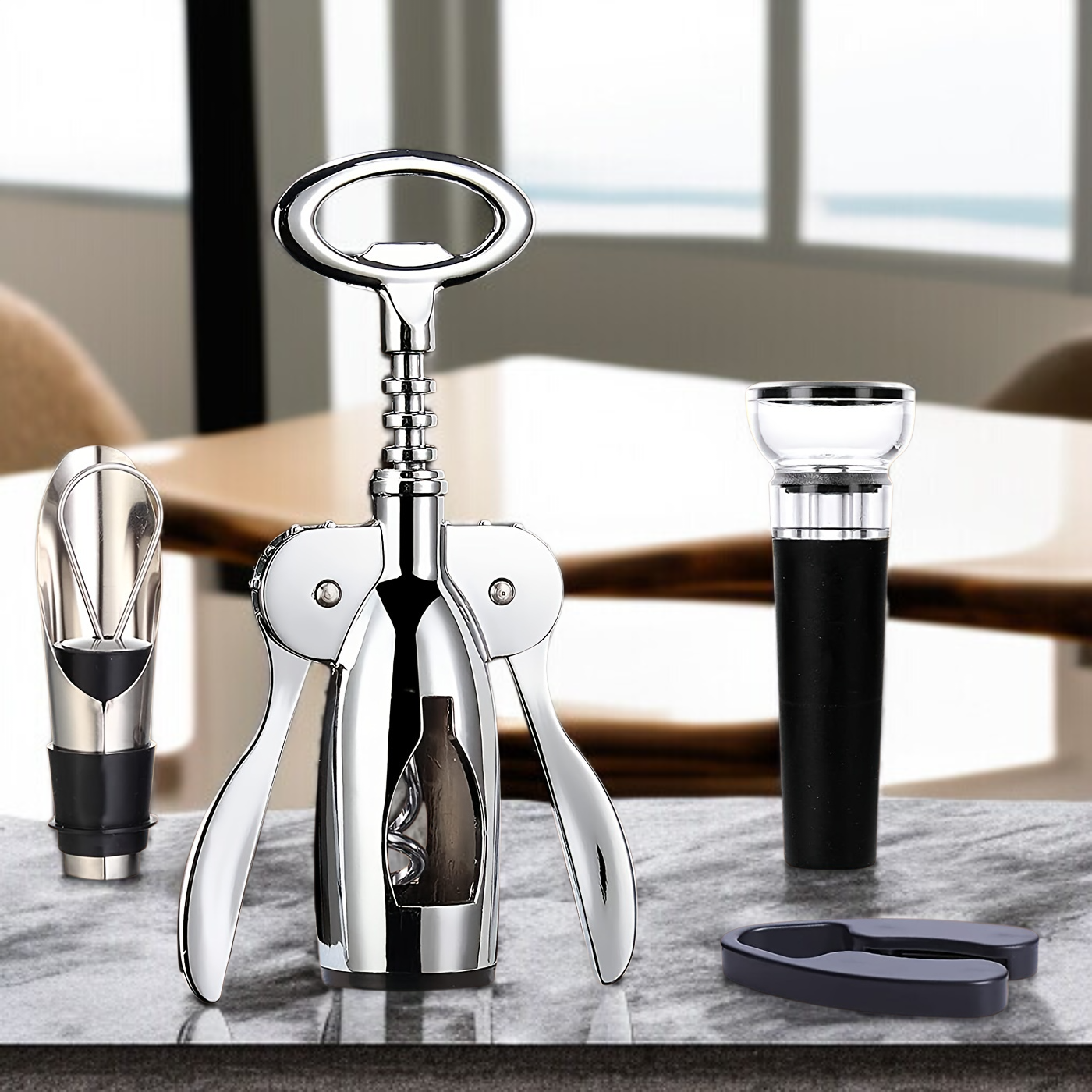 持ちやすいデザインのステンレスワインオープナー