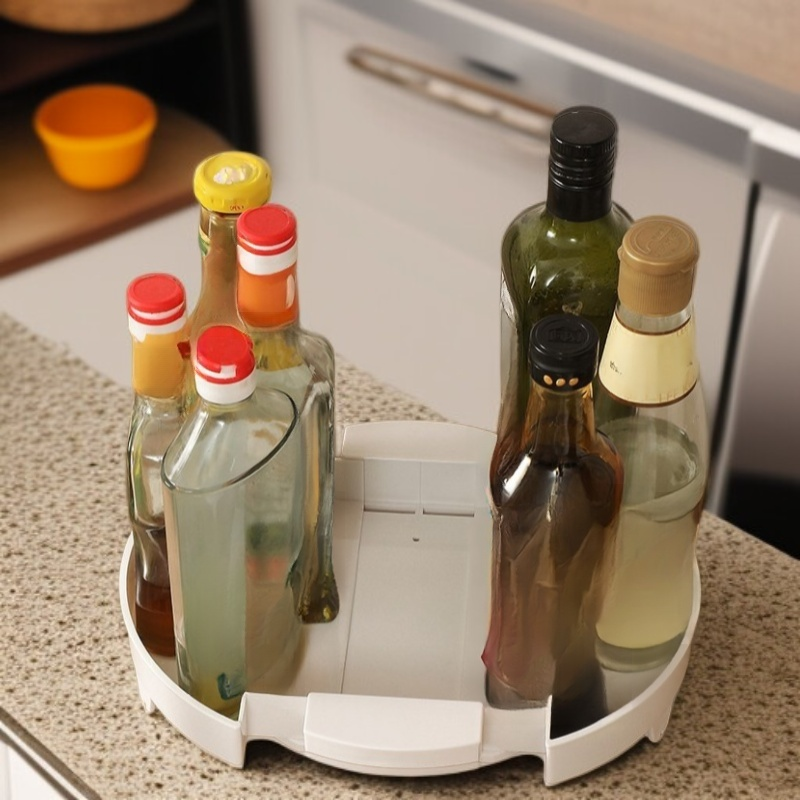 ชั้นวางเครื่องปรุงหมุนได้ 360 องศาแบบยืดหดได้ ผลิตในญี่ปุ่น สำหรับห้องครัว