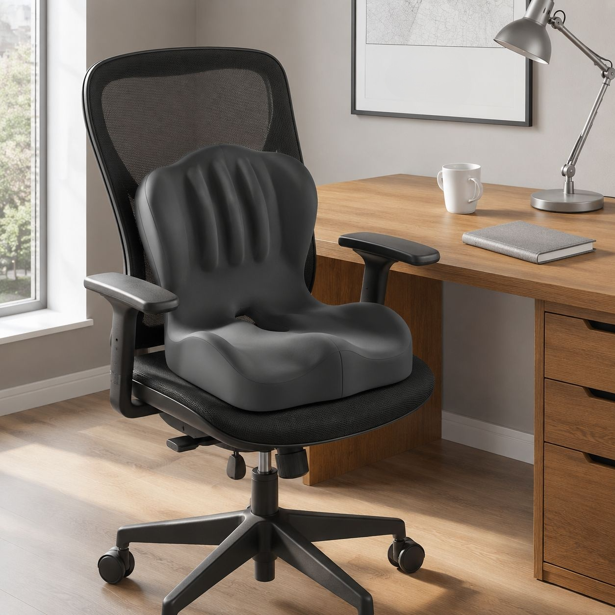 Ergonomisches Sitz- und Rückenkissen aus Memory-Schaum – atmungsaktiv mit Lendenstütze