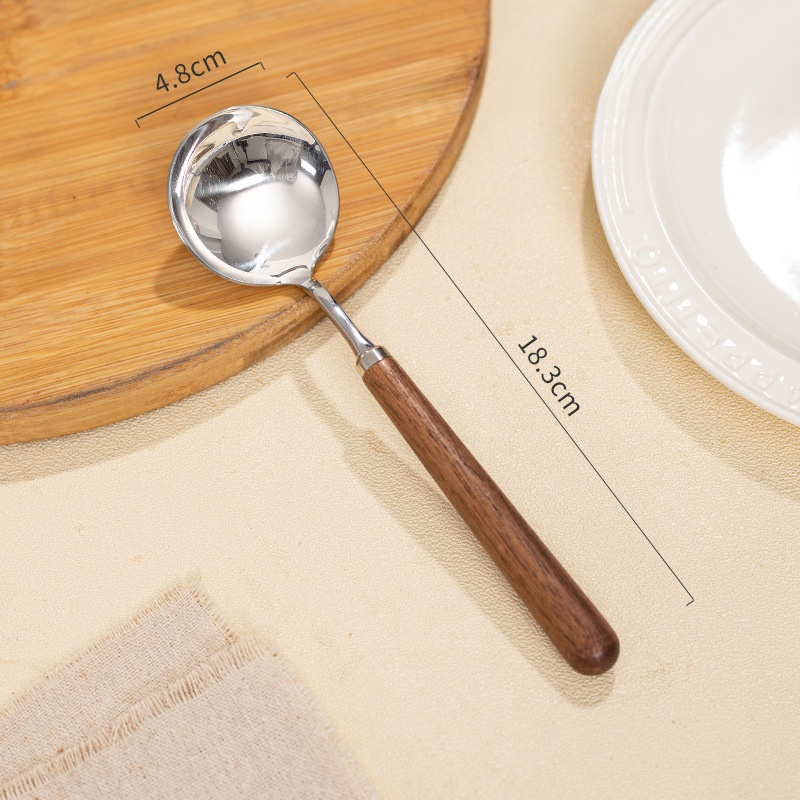 Stainless steel walnut wood spoon