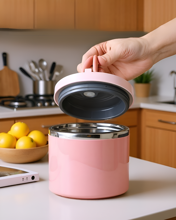 Durable stainless steel lunch container with secure lid