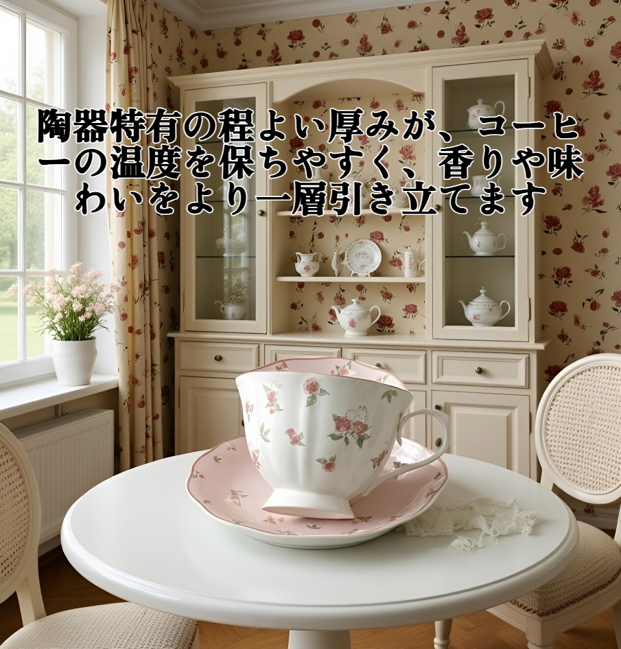 フランス製アンティーク陶器コーヒーカップの持ち手部分