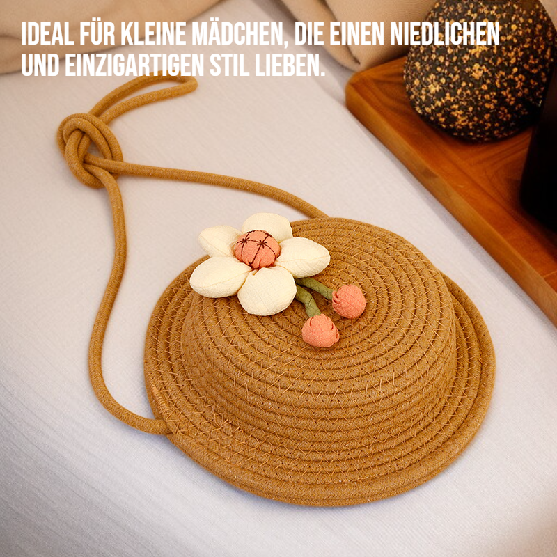 Süße runde Stroh-Umhängetasche für Mädchen, Prinzessinnen-Geldbörse