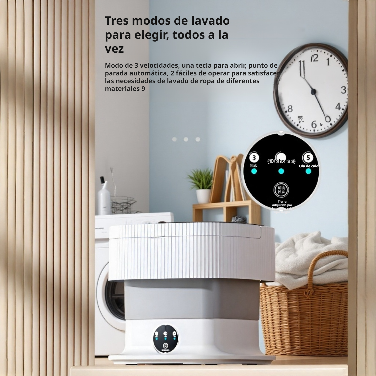  Lavadora plegable portátil para dormitorio, mini lavadora automática todo en uno
