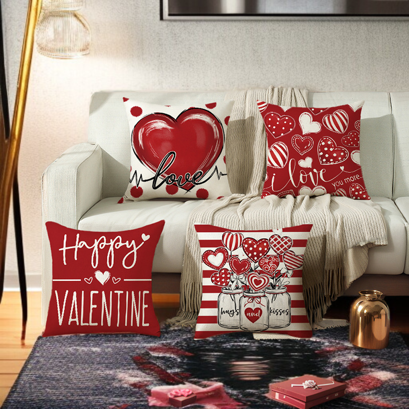Valentine'S Day Printed Pillowcase Pillowcase Alphabet Printed Valentine'S Day Heart Home