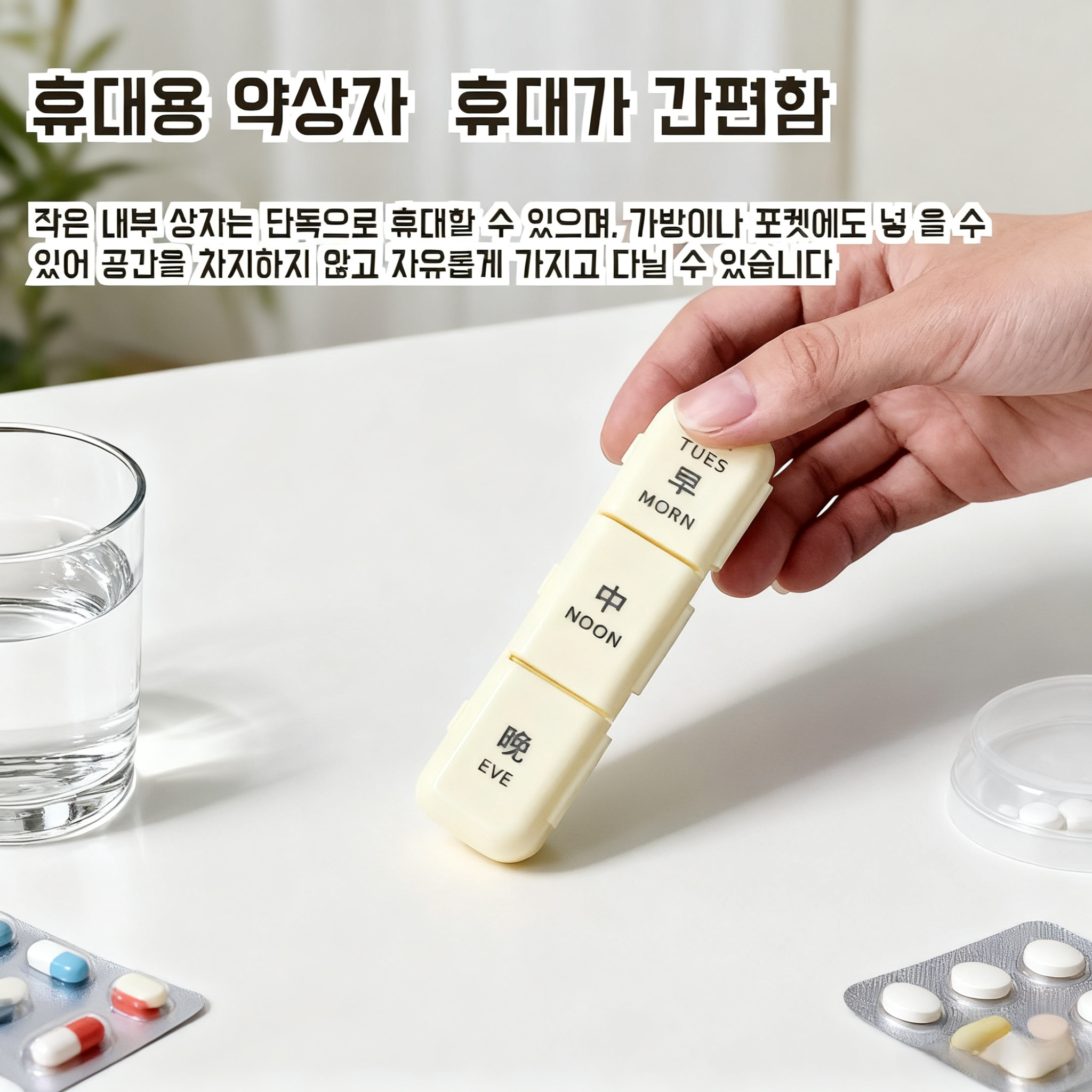 스타일리시한 휴대용 약품 분배기