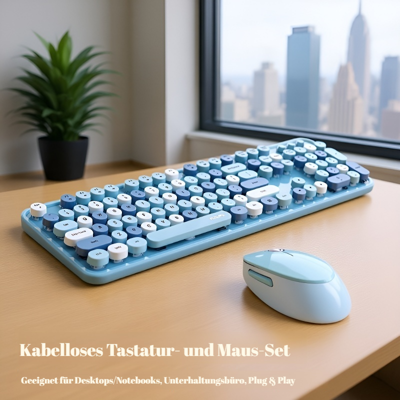 Kabelloses Tastatur- und Maus-Set mit farbiger Lippenstift-Tastatur für das Büro
