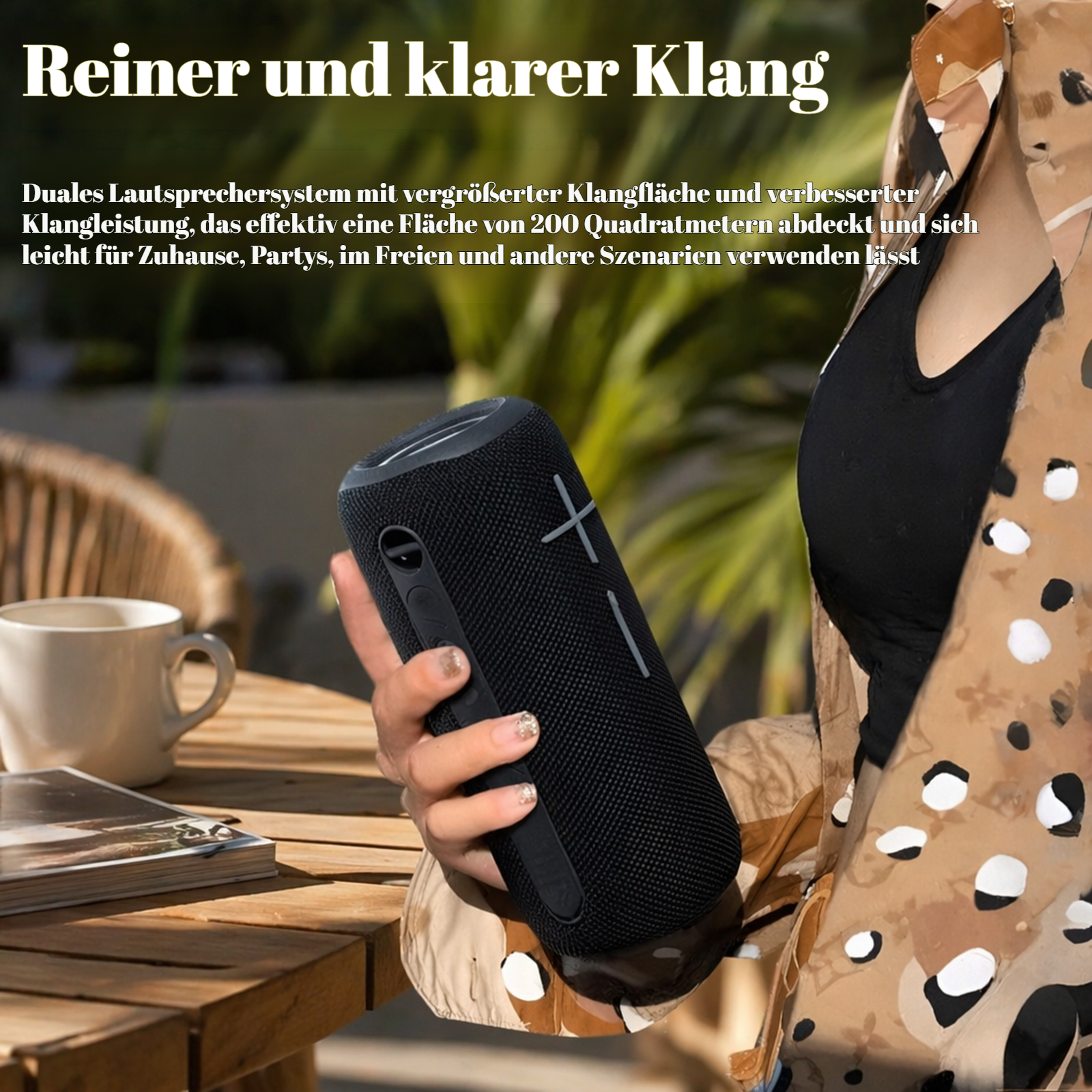 Kabelloser, leistungsstarker, tragbarer, wasserdichter Bluetooth-Lautsprecher mit tiefem Bass