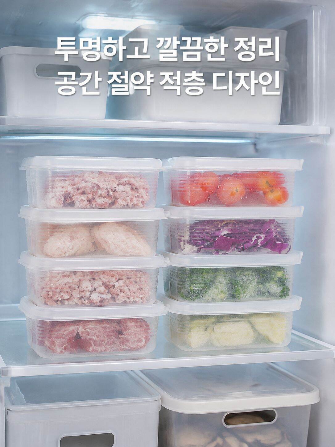 냉동 밀봉 박스, 보존용기, 냉장고 냉동육 박스, 칸막이, 파·생강·마늘, 밥, 분할 조리용 박스