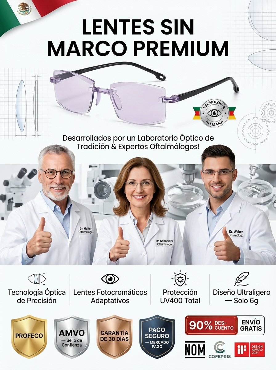 Lentes de titanio autoenfoque 0.1s: Ve cerca, lejos y cambian a lentes de sol.