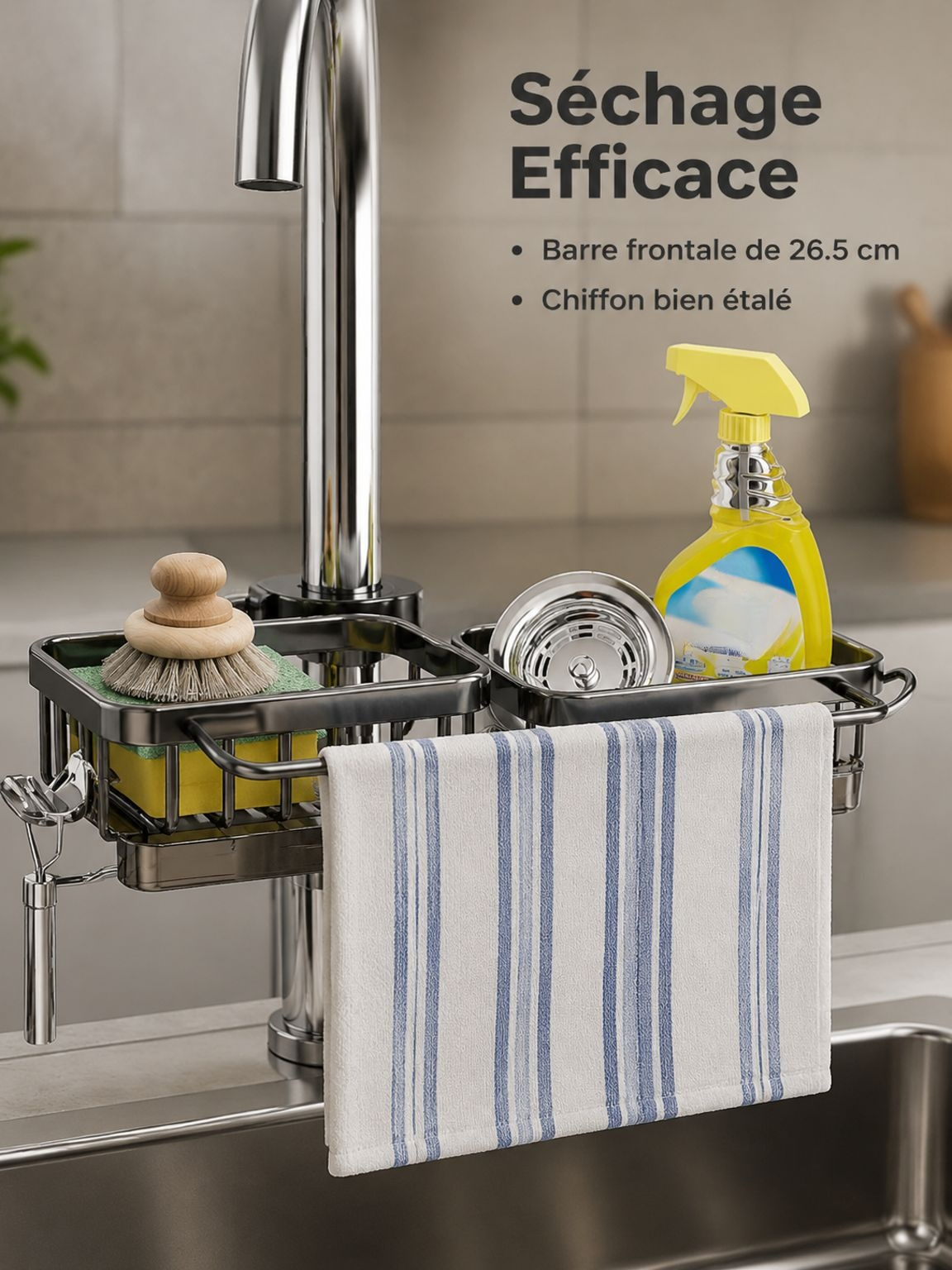 Égouttoir avec porte-couverts pratique