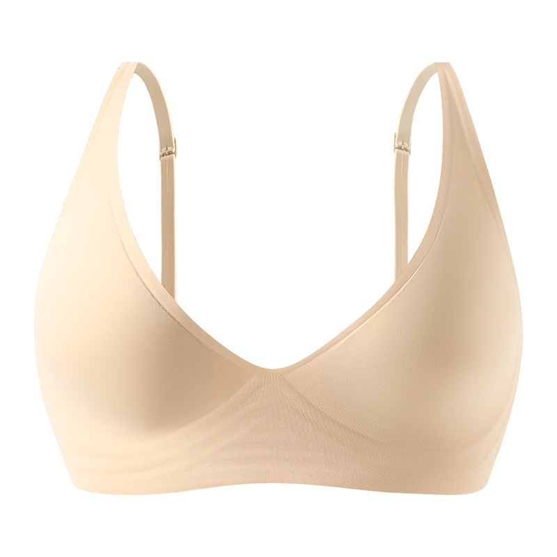 Seamless Gathered Breathable Comfortable Deep V Jelly Strip Anti-Sag Bra