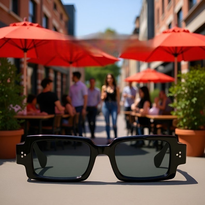 メンズ・サングラス スクエアリベットサンスクリーンサングラス 長方形サングラス