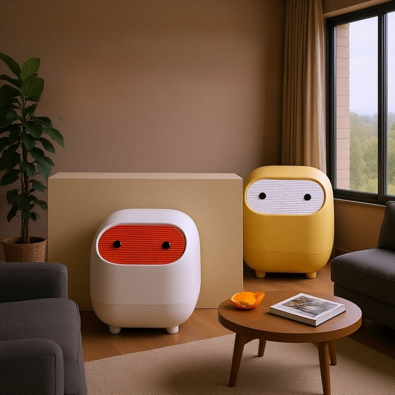  Caja de almacenamiento mini con tapa, papelera push para escritorio de oficina