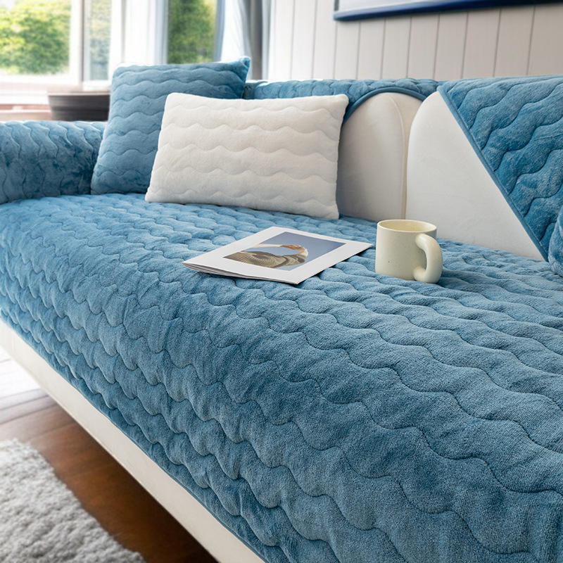 겨울 소파 커버 미끄럼 방지 두꺼운 보풀 대두 섬유 소파 커버 커버