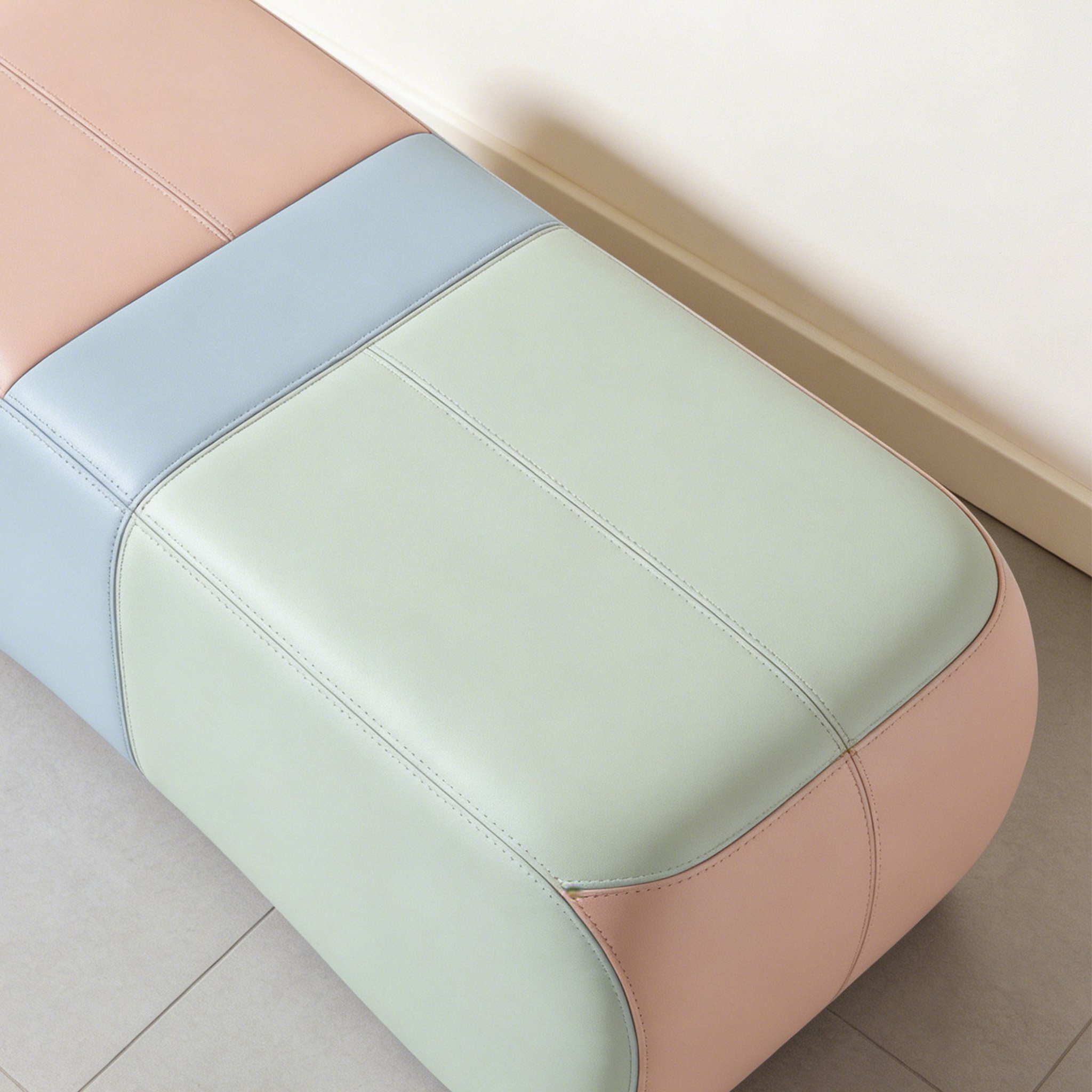 Close-up of shoe storage compartments in the entryway sofa