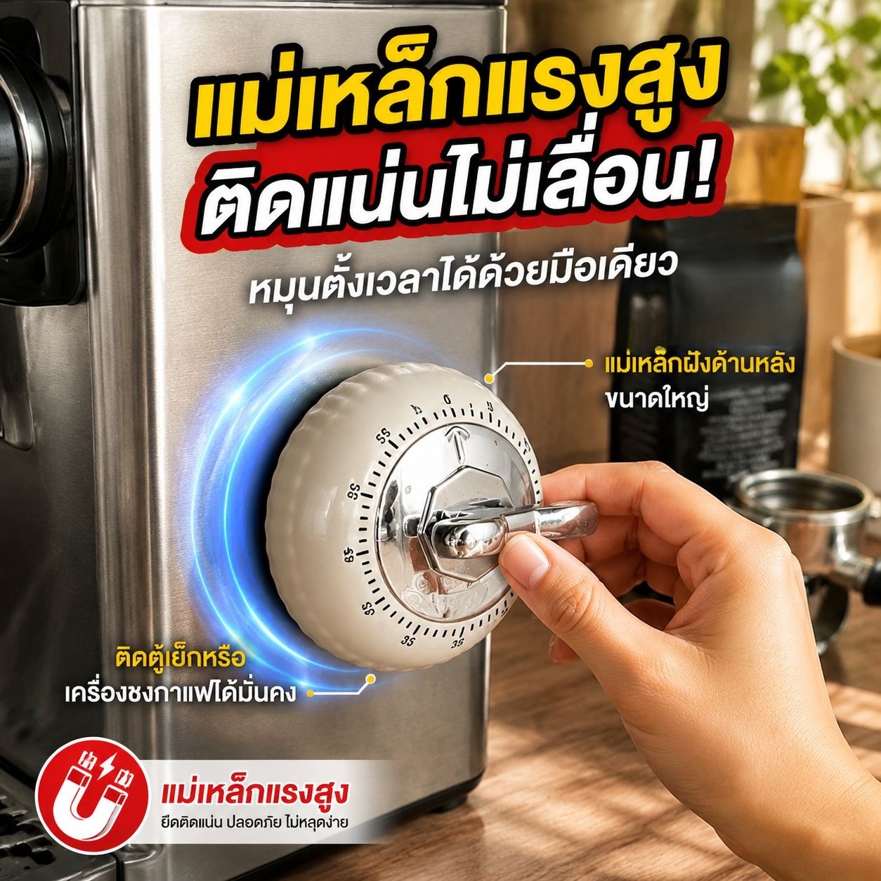 นาฬิกาจับเวลาในครัวแบบแม่เหล็ก นาฬิกาจับเวลาแบบกลไก สำหรับทำอาหาร