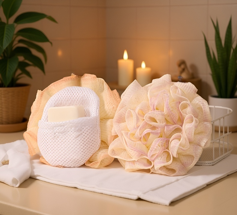 携帯に便利な2 in 1ソープバススポンジ