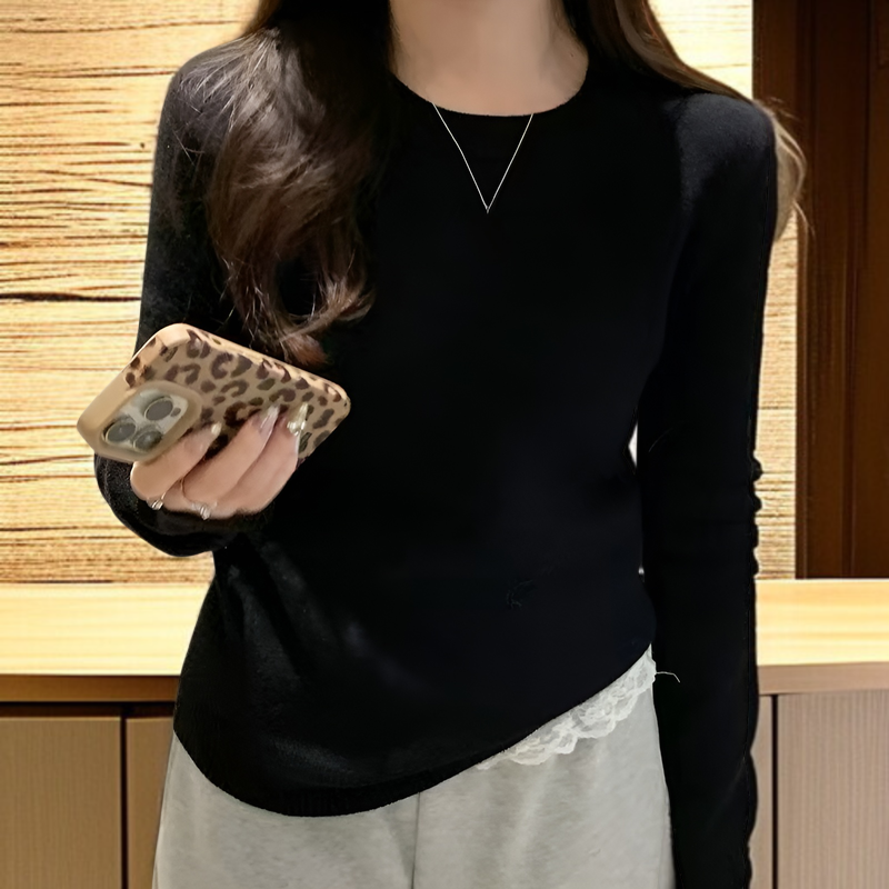 2025年冬新作：フリース裏地、極暖セーター、厚手フリースクルーネックプルオーバー、暖かいニットウェア、ベースレイヤー、秋冬レディーストップス、寒い天候の解決策