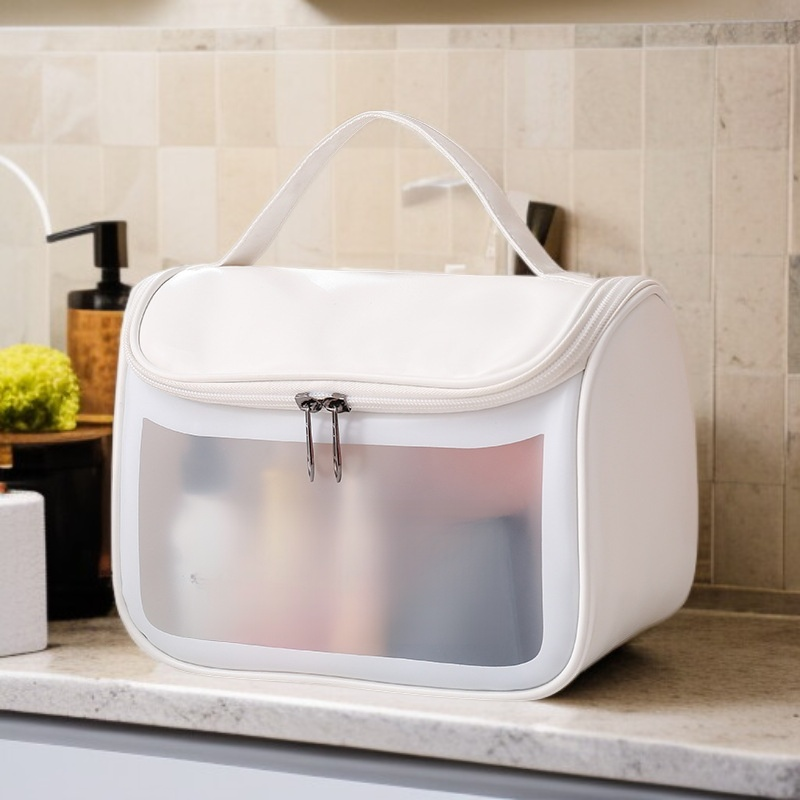 女性用ポータブル半透明マットトイレタリーバッグ