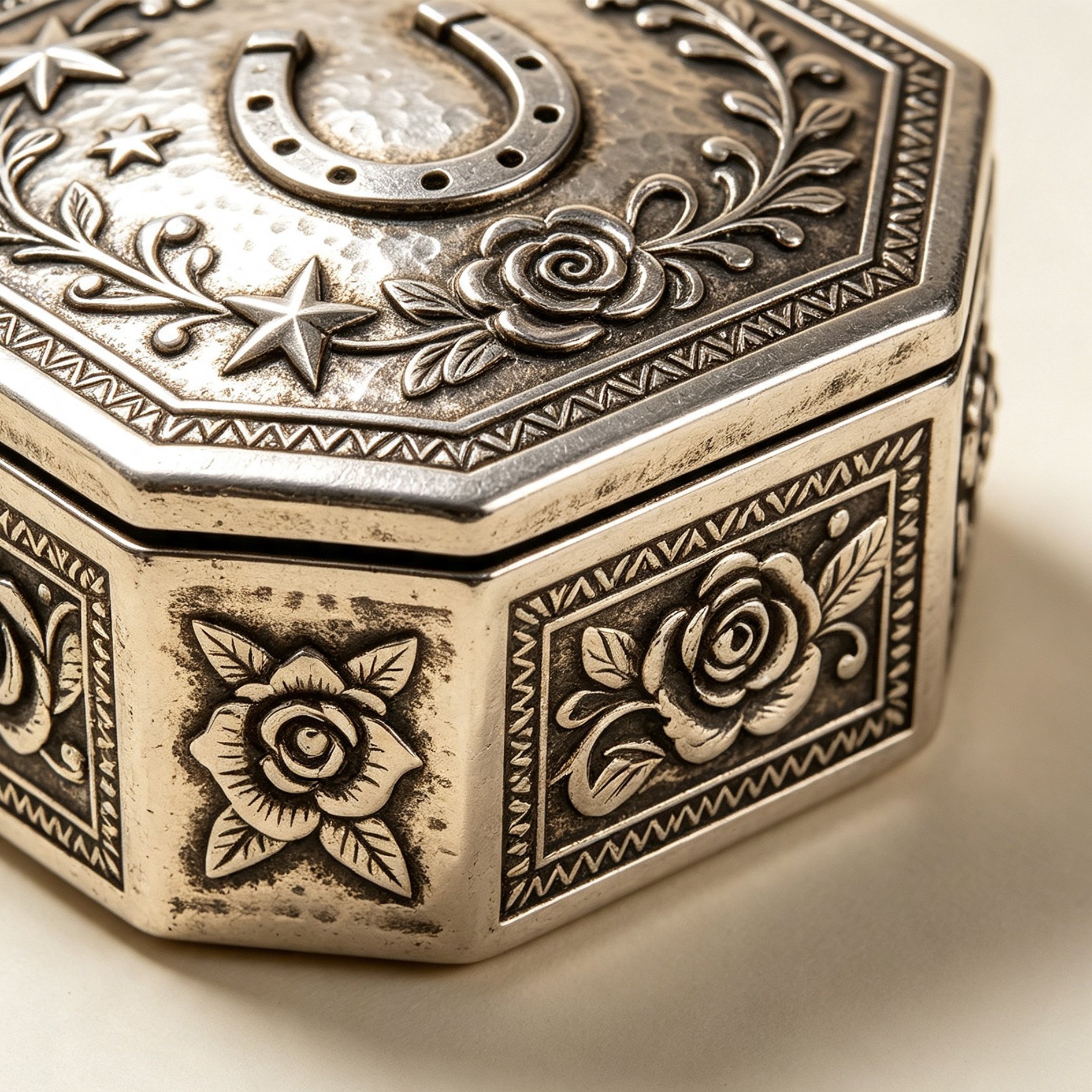 Open Starry Silver Jewelry Box displaying compartments