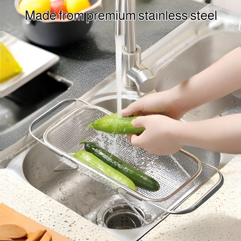 Extendable stainless steel multi-functional drain basket