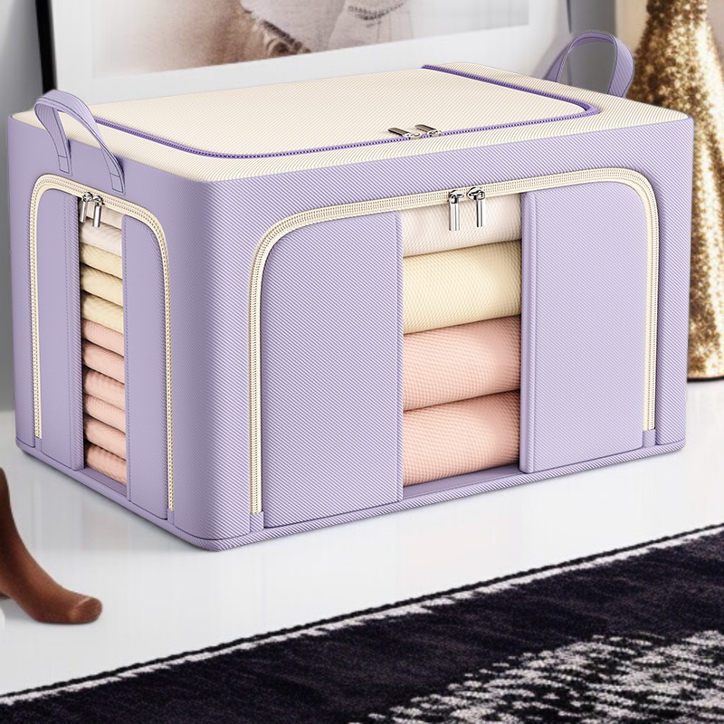 Faltbare Kleideraufbewahrungsbox mit Stahlrahmen, dreiseitige Öffnung, stapelbar, ideal für Futons