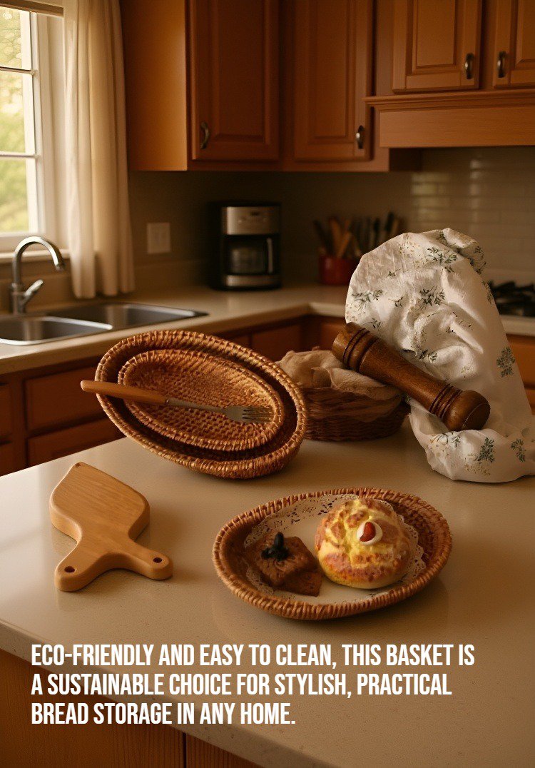 Handcrafted wicker basket holding fresh bread
