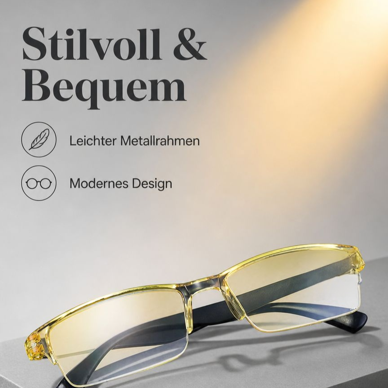 Herren Intelligente Zoom Lesebrille mit gelben Gläsern und Blaulichtschutz, modisch und bequem