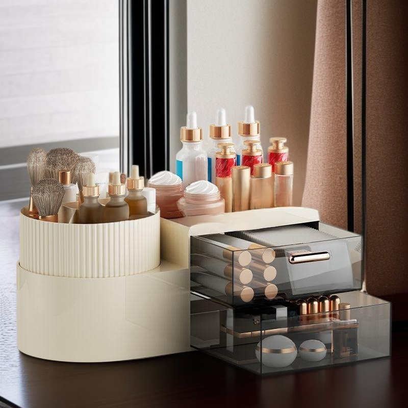 High-end 360 Degrees Rotatable Cosmetics Storage Box, Desktop Eyebrow Pencil Brush Organizer