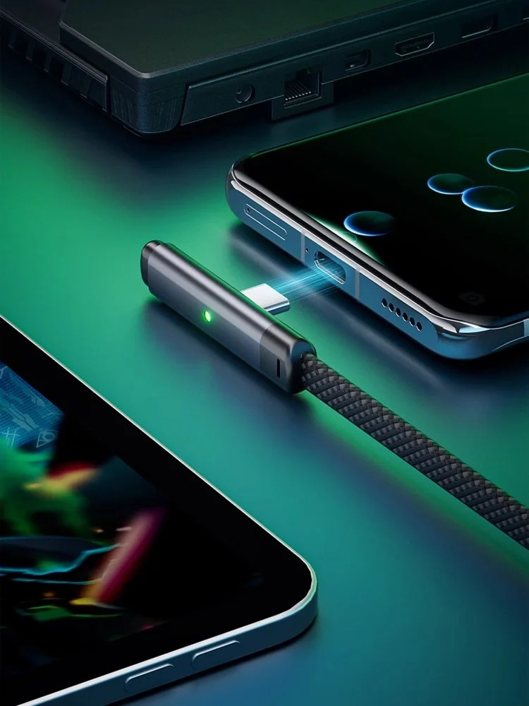 สายดาต้าชาร์จแบตเร็วแบบหัวงอเหมาะสมiphone Huawei Android