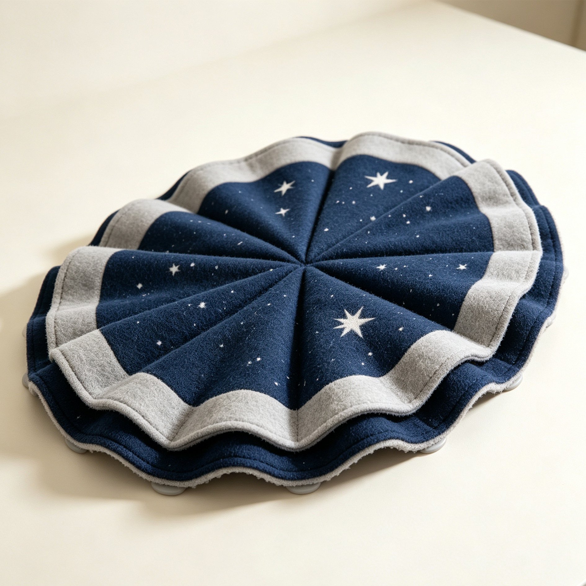 Close-up of unique star-shaped felt placemat