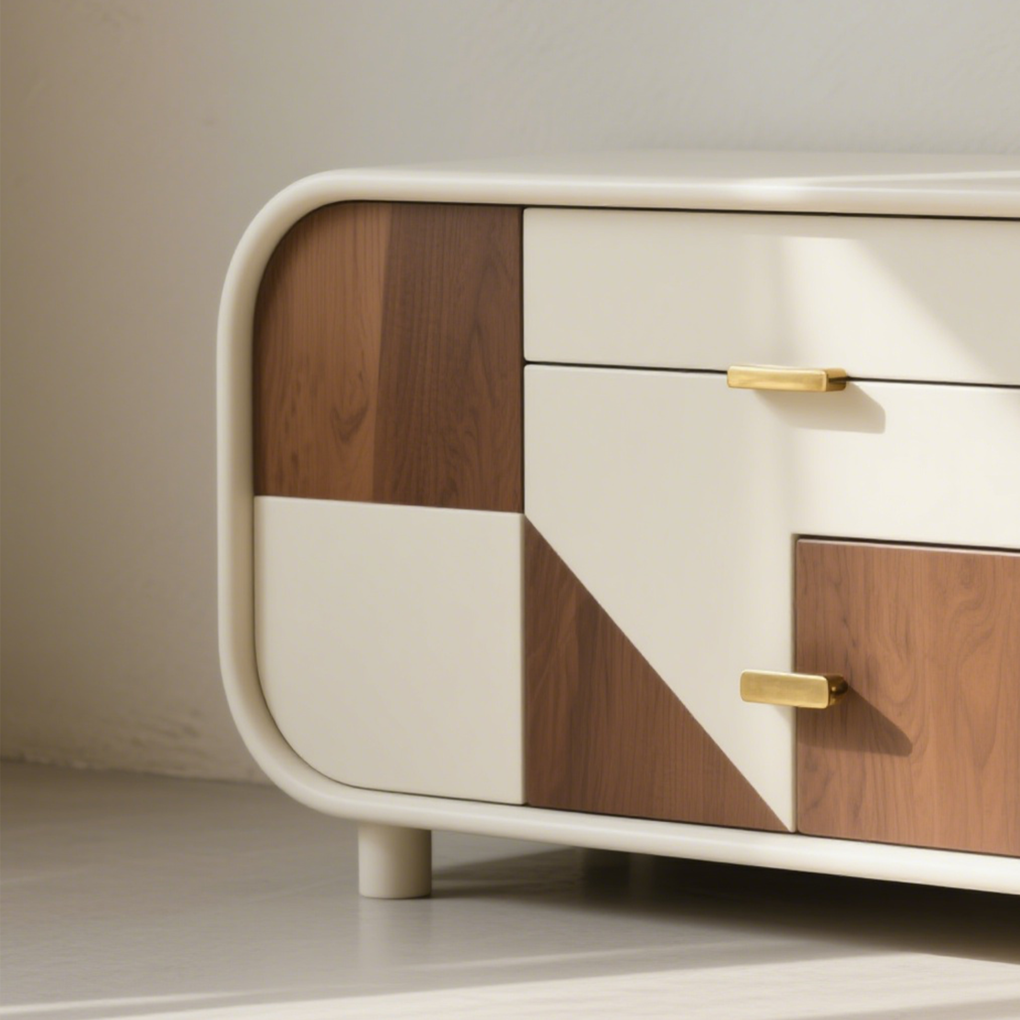 Detalle de la madera maciza del gabinete de almacenamiento