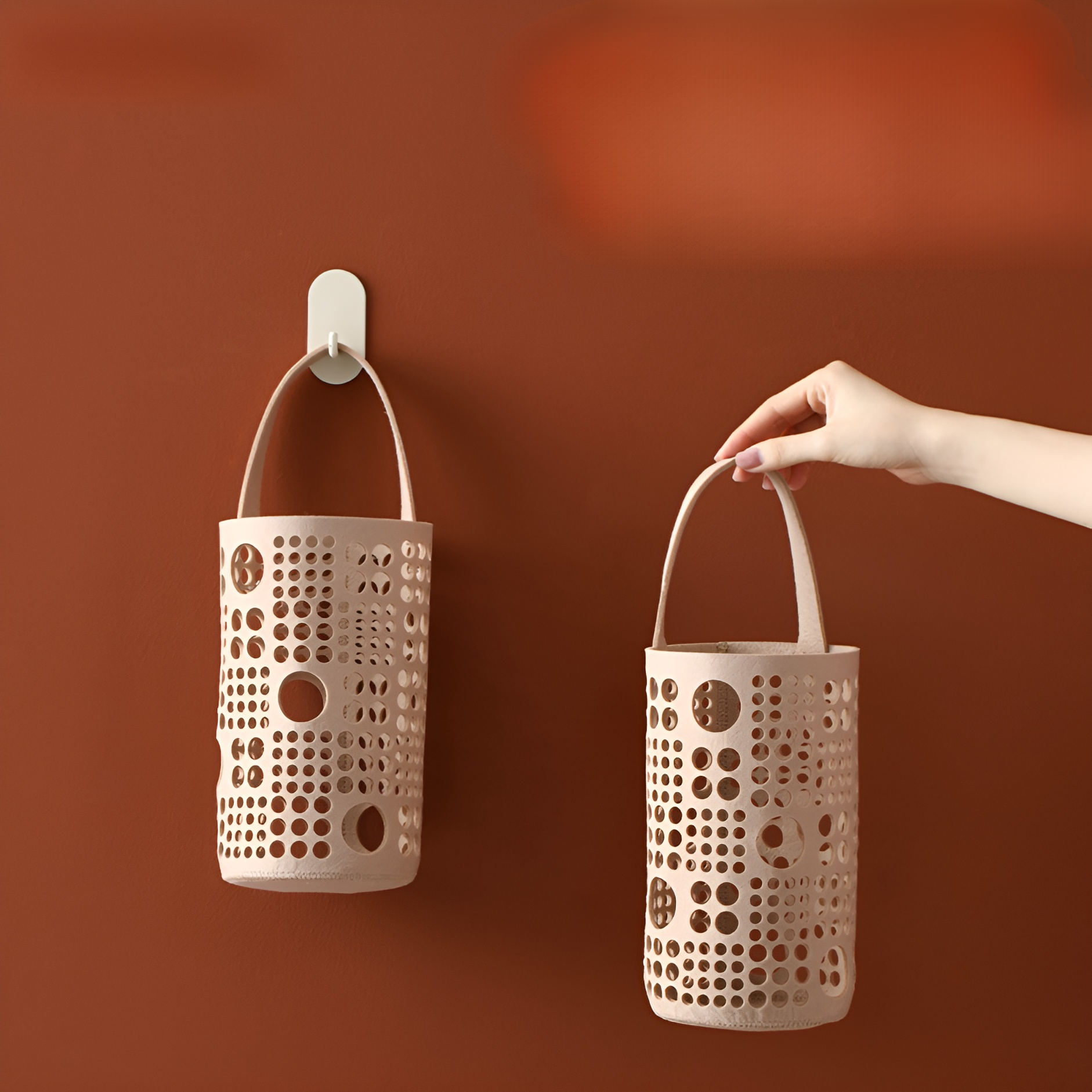 キッチンゴミ袋収納吊り下げバッグパンチフリー壁掛けビニール袋ペーパータオル多機能収納バッグ