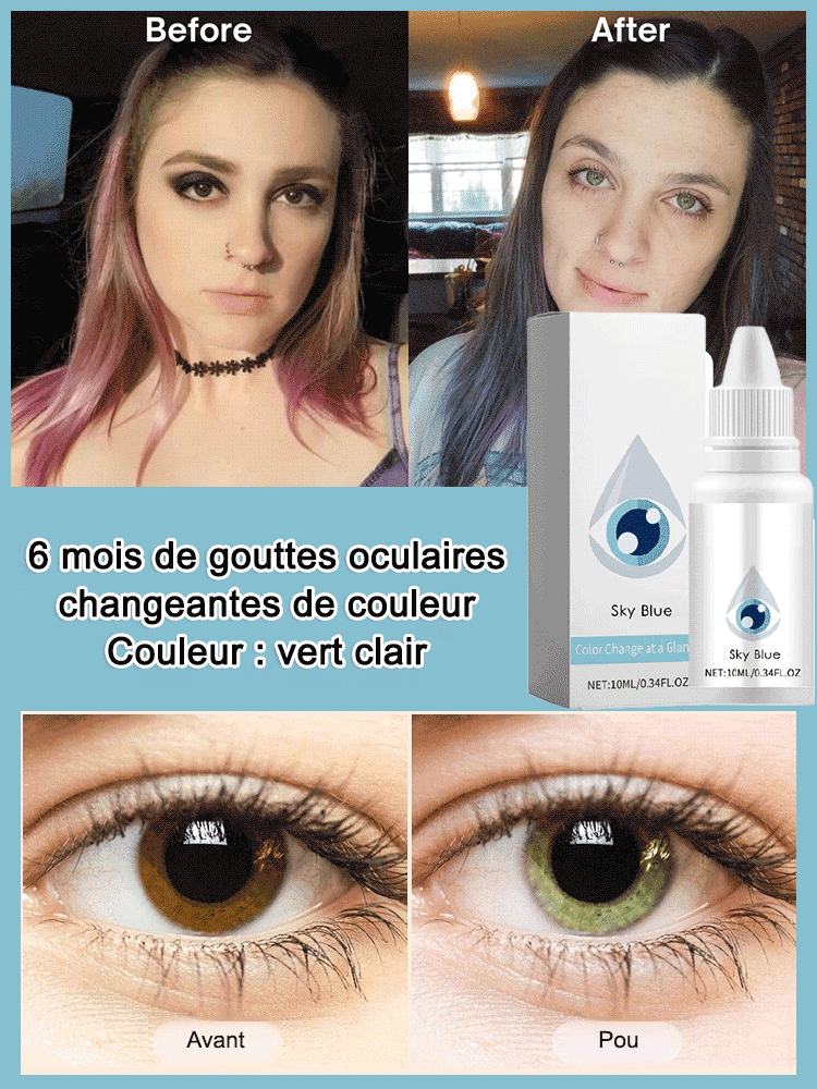 Gouttes oculaires colorées pour soulager la fatigue oculaire