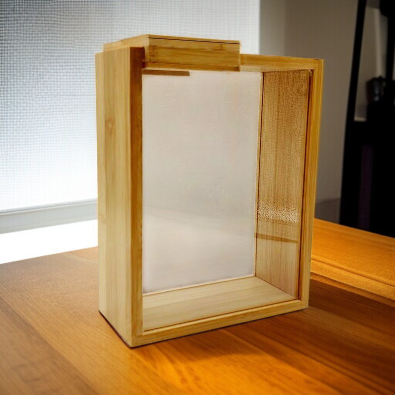 家庭用竹木スライド式穀物収納ボックス