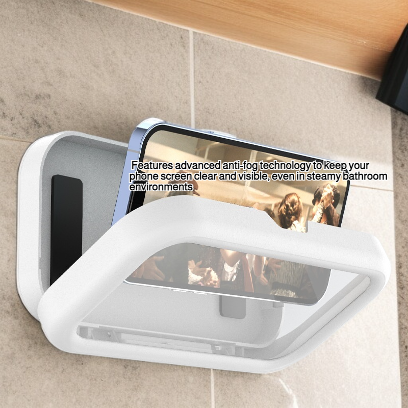 Shower Watching Cell Phone Holder Swivel Bathroom Wall Mount AntiFog