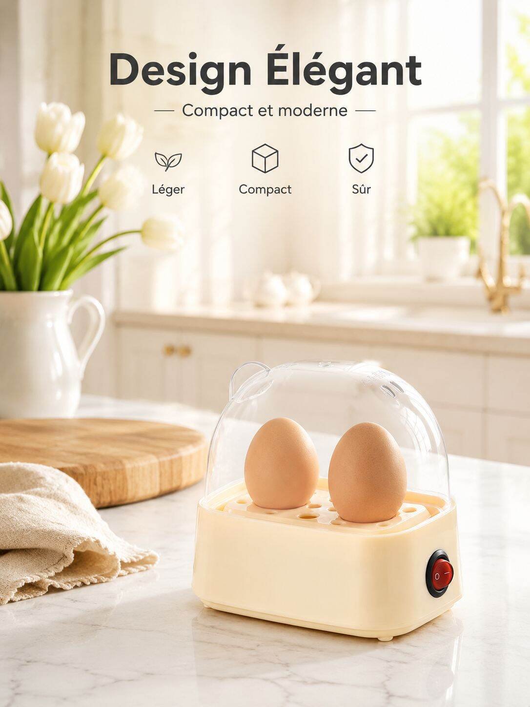 Cuiseur à œufs automatique avec arrêt automatique