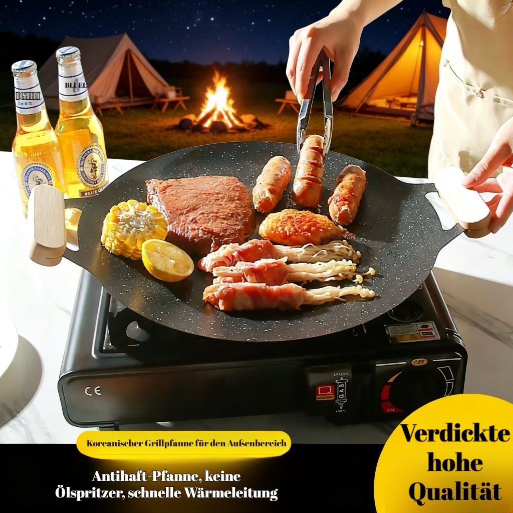 Outdoor Camping Tragbare Eisenplatte Bratpfanne