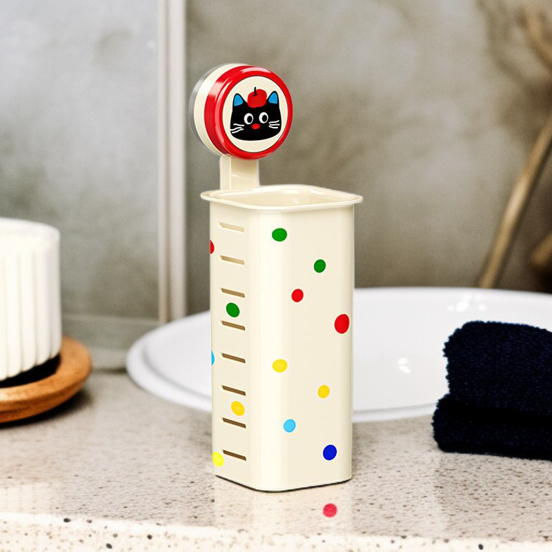 Suction Cup Hair Curler Storage Box, Wall-Mounted, No-Drill Bathroom Storage Rack