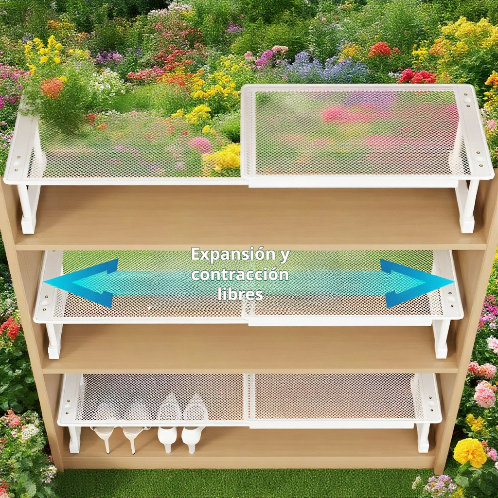 Zapatero extensible con compartimentos en capas para ahorrar espacio