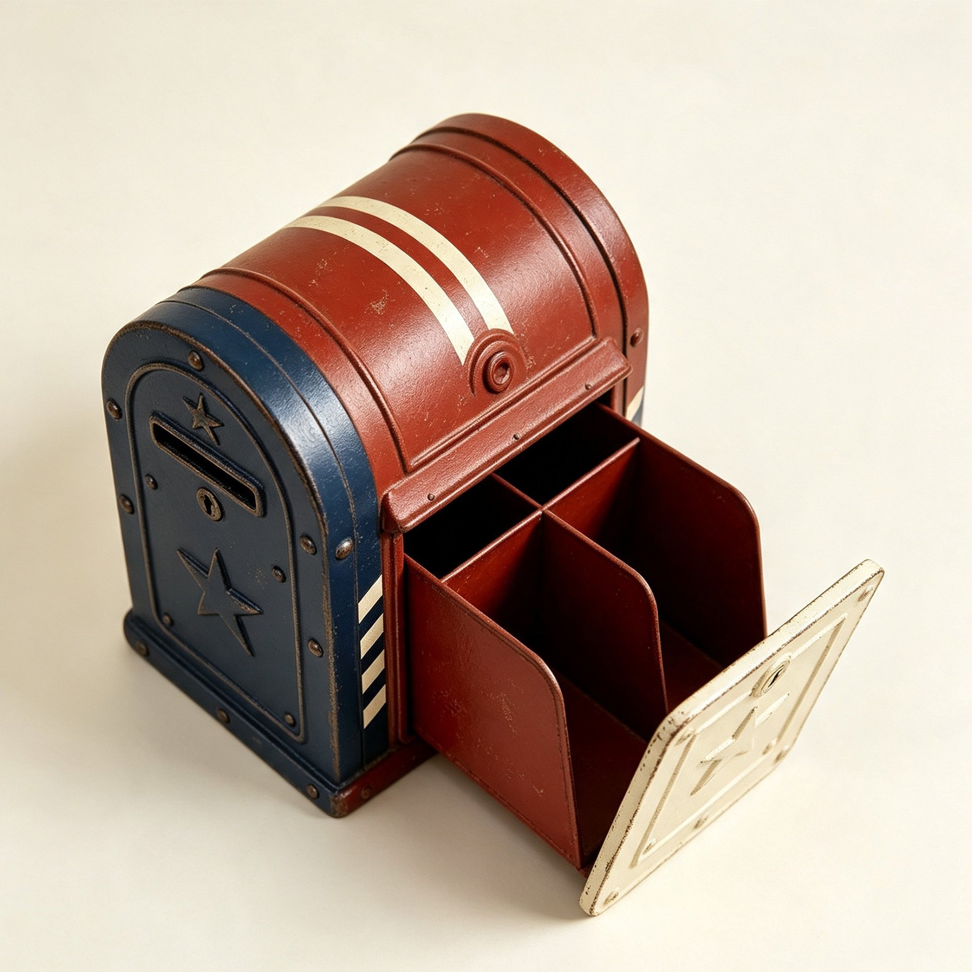 American-style star and stripe mailbox storage box