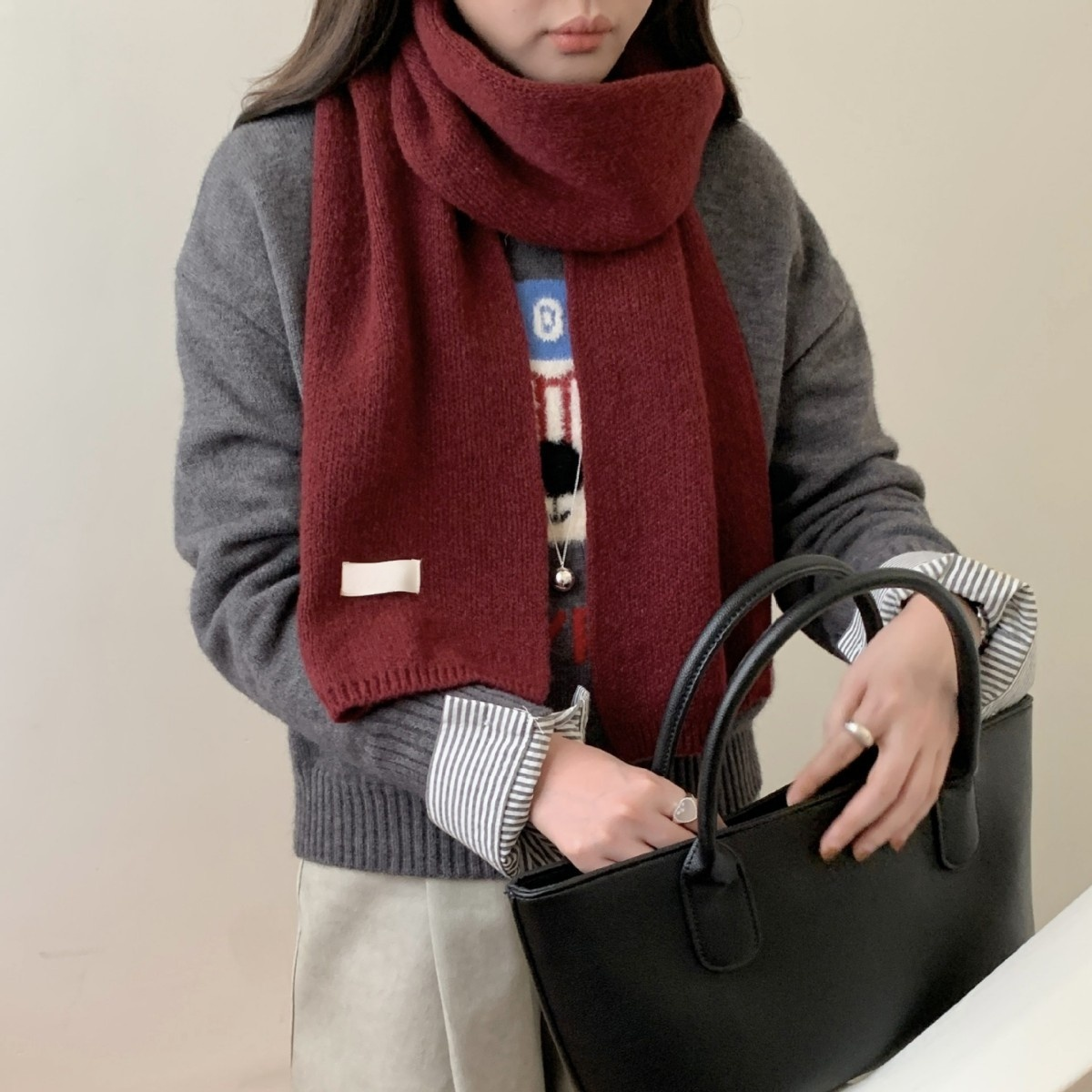 Damen Winter Warmer Strickschal Weicher Basic Schal Modischer Studentenschal für Paare