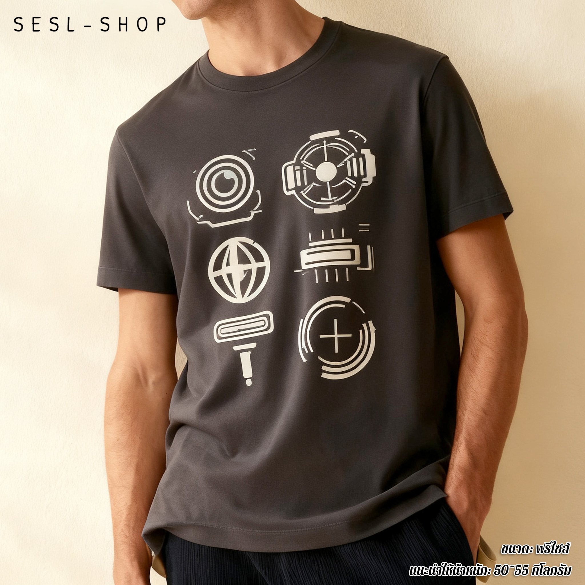 เสื้อยืดคอกลมสำหรับผู้ชายและผู้หญิง