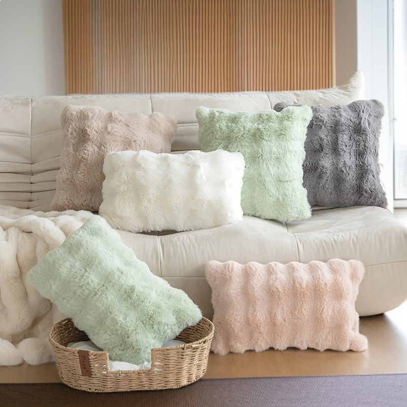 Plush Pillow Covers Pillow Covers Solid Color Plush Bedroom Bubble Plush