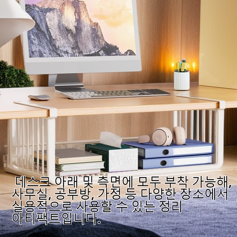 책상 밑 걸이 바구니 책상 옆 행잉 수납선반 슬라이드 수납박스 책상 옆 정리 아티팩트