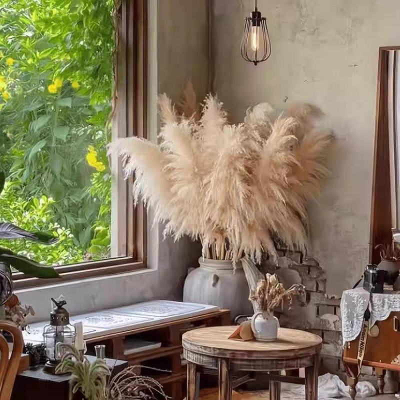 갈대 드라이 플라워 결혼식 창문 장식