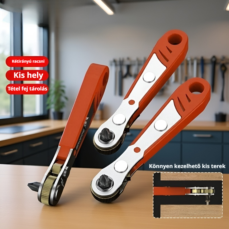  90 fokos derékszögű racsnis csavarhúzó és multifunkciós villáskulcs készlet