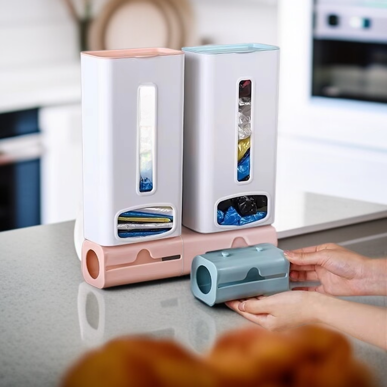 Soporte de bolsas de basura para cocina, diseño montado en pared